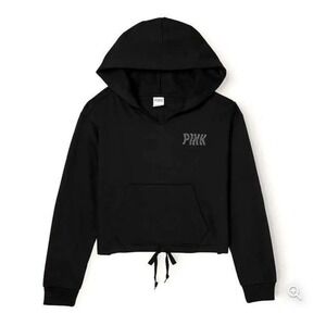 VICTORIA'S SECRET PINK WOMENS BETTER SOFT FRENCH TERRY HOODIE ‎ BLACK SIZE M